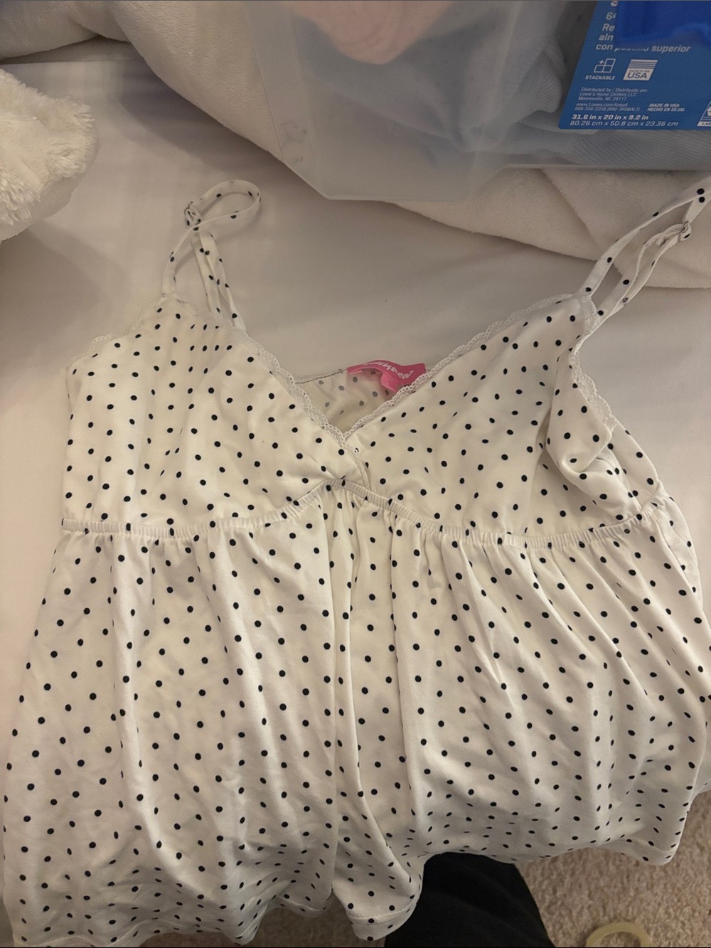 Edikted White Polka Dot Spaghetti Strap Camisole